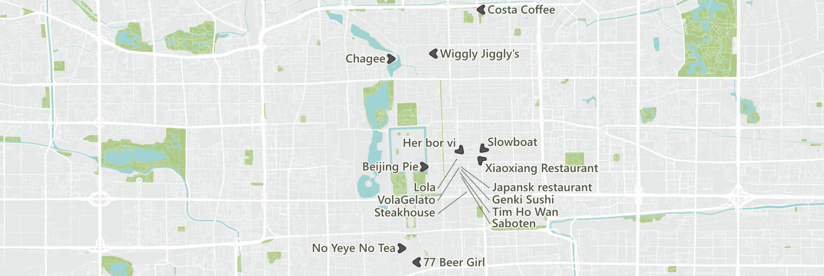 Resturanterne, cafeerne og barerne i Beijing.
