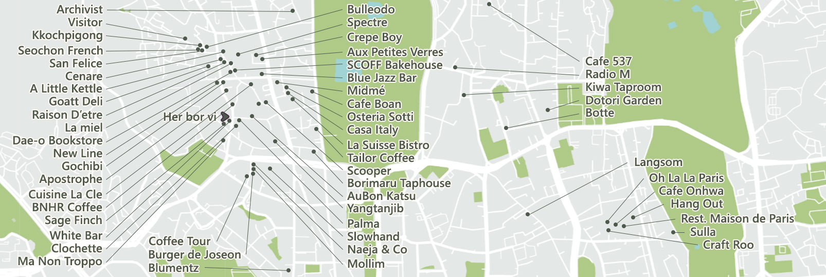 Restauranterne, cafeerne og barerne